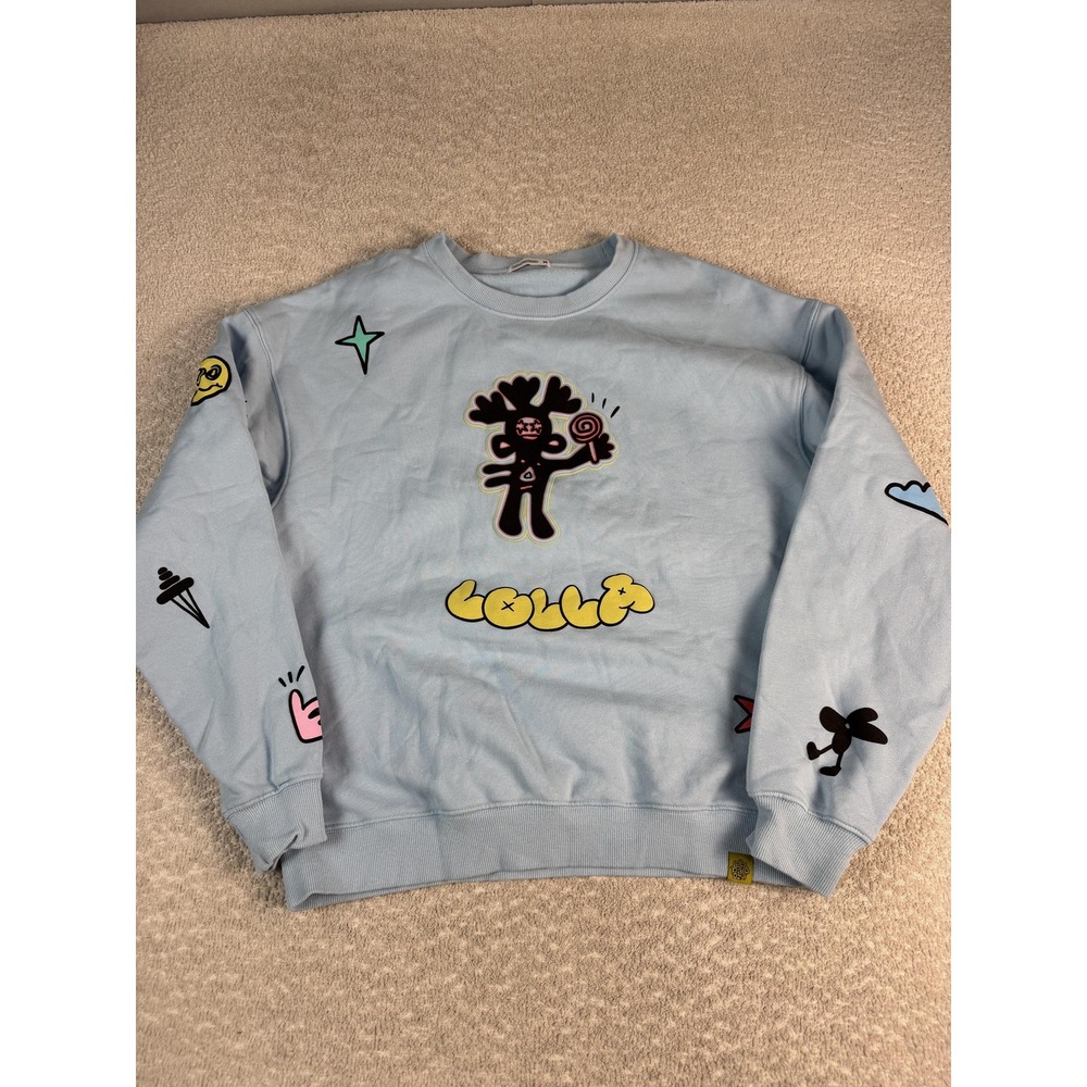 Lollapalooza Sweatshirt Mens Medium Blue Lost In Life‎ Found At Lolla Graphic